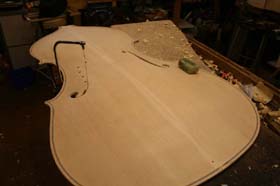 double bass making - cutting