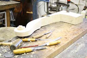 double bass making - carving the neck