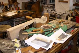 double bass making - carving