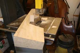 double bass making - cutting the neck
